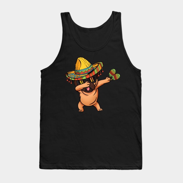 Dabbing Pug with Sombrero and Maracas Cinco de Mayo Tank Top by Dibble Dabble Designs